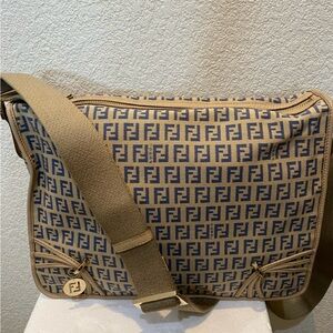 🌸SOLD🌸 NEW FENDI ZUCCA BORSA, SHOULDER BAG WITH LEATHER TRIM